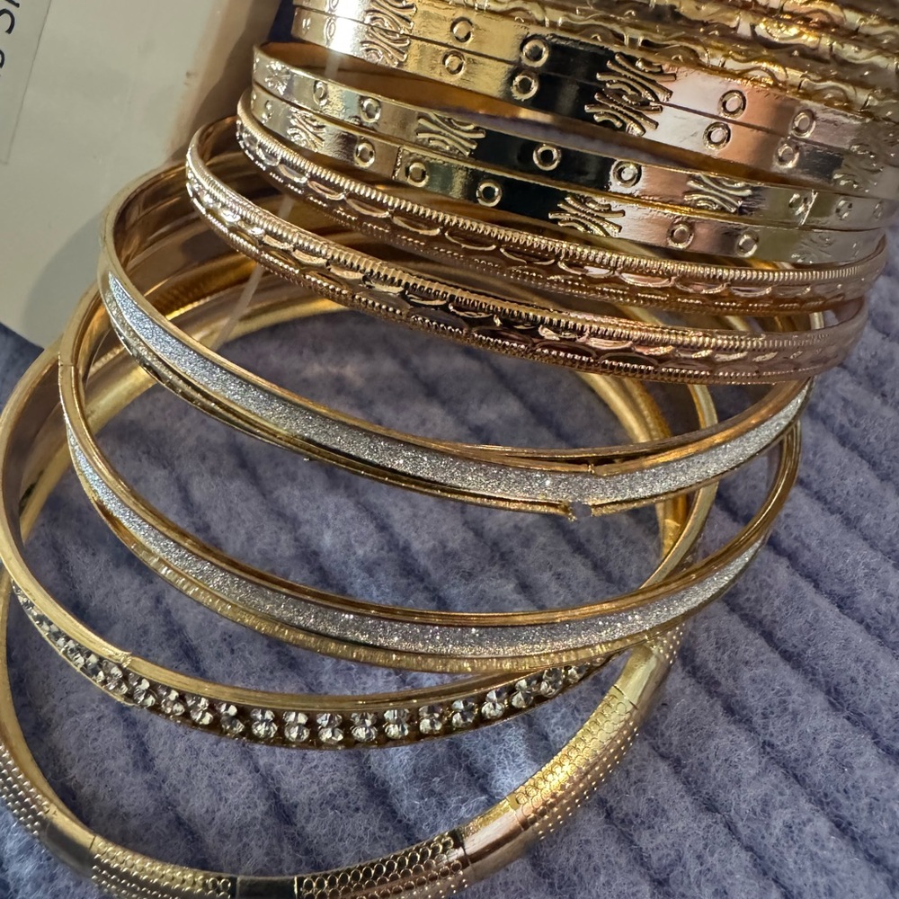 Plus size Gold Bangle Set for Women - Picture 3 of 3